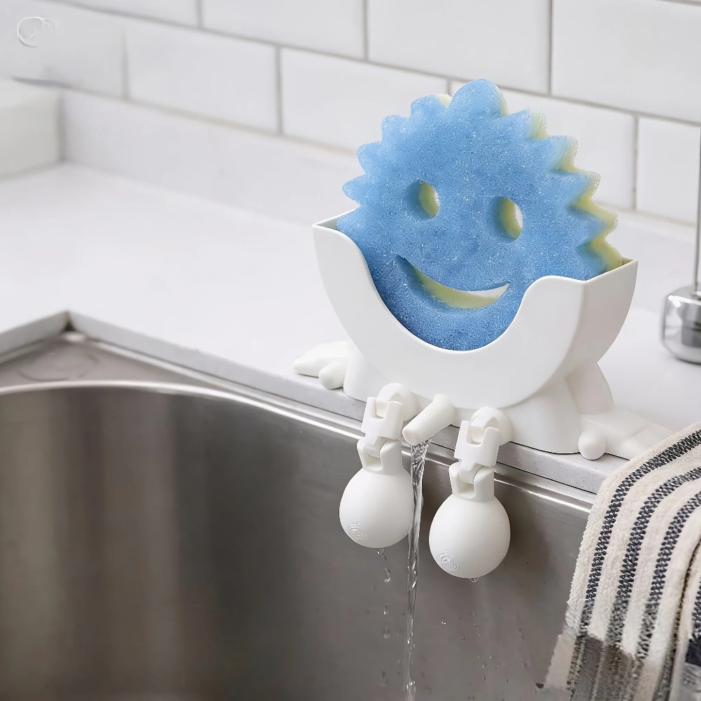 Kitchen Appliances Shelves - Drainable Soap & Sponge Holder 2-in-1