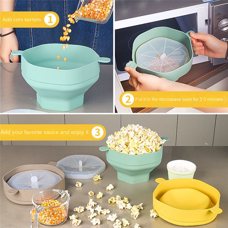 Air Popcorn Maker - Silicone Microwave Popcorn Bowl Foldable Popcorn