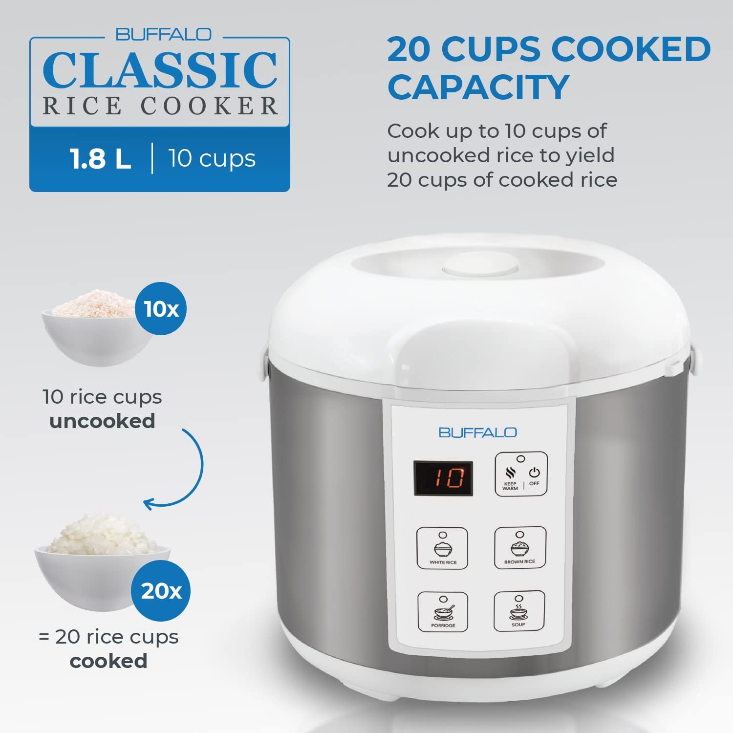 Classic Rice Cooker 10 Cup wit - Rice Cooker 10 Cup recensie en prijs