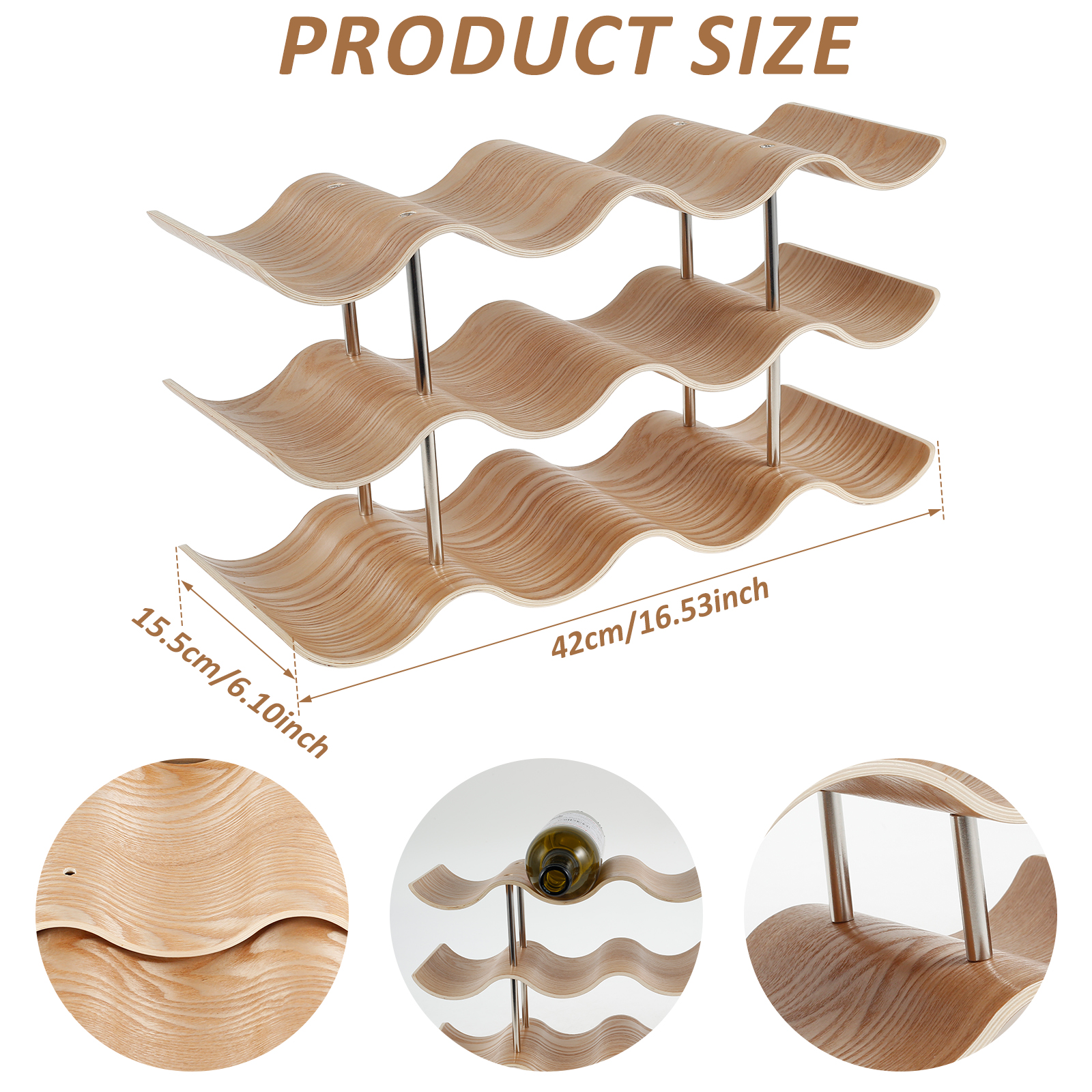 2/3-Tier Wooden Wine Rack Wavy - Kitchen Appliances Shelves recensie en prijs