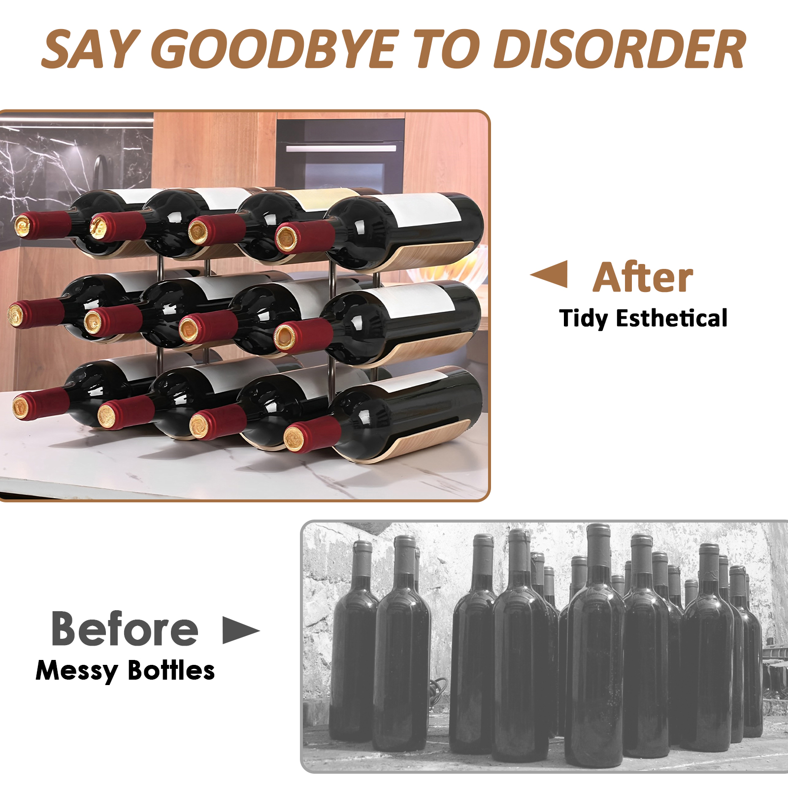 2/3-Tier Wooden Wine Rack Wavy - Kitchen Appliances Shelves recensie en prijs