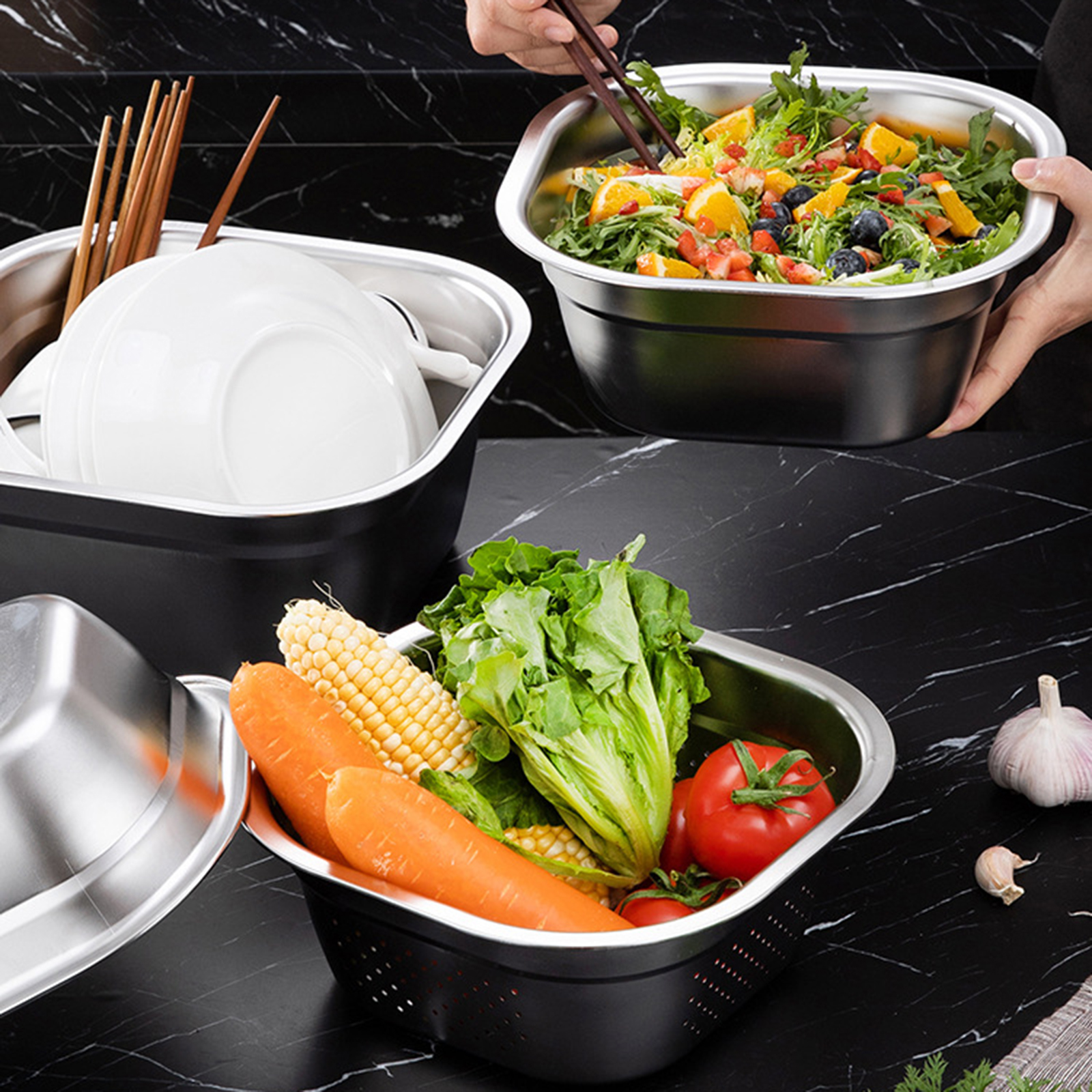 Stainless Steel Square Basin V - Kitchen Appliances Organizer recensie en prijs
