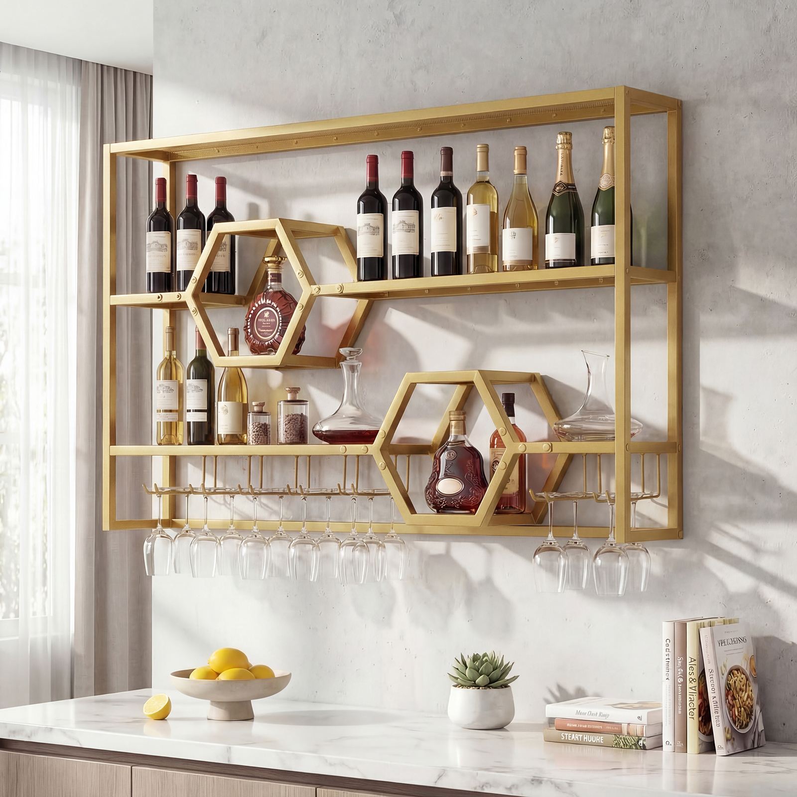 Wall Mounted Wine Rack 47” Lar - Kitchen Appliances Shelves recensie en prijs