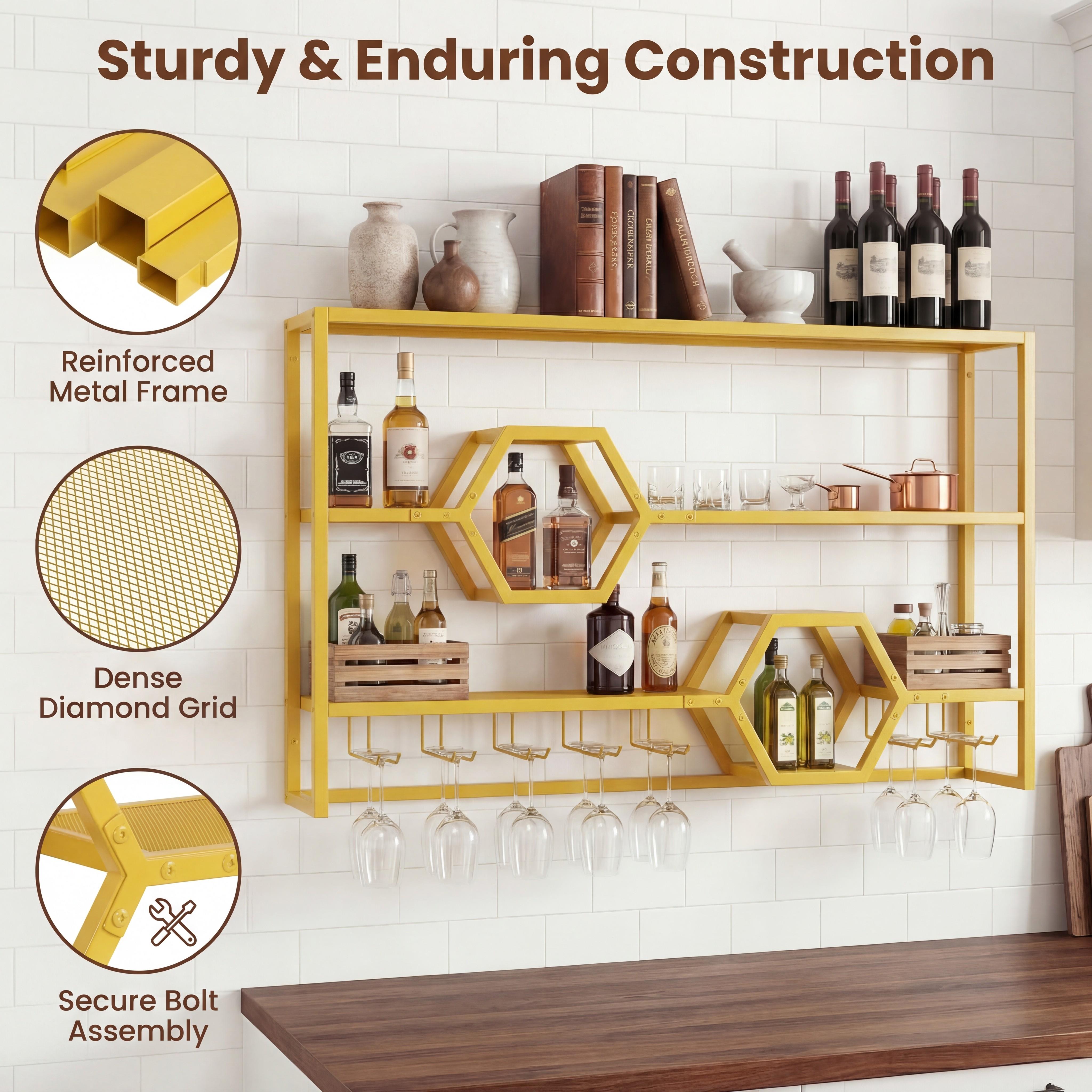 Wall Mounted Wine Rack 47” Lar - Kitchen Appliances Shelves recensie en prijs